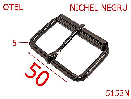 Catarame poseta - 5153N/Catarama pentru geanta  poseta  marochinarie-50-mm-otel-5-nichel negru-7C3----