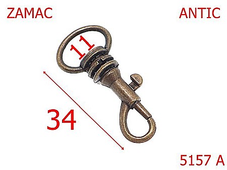 Carabine poseta - 5157A/Minicarabina pentru Tag sau mica marochinarie-11-mm-zamac--antic-5i7----
