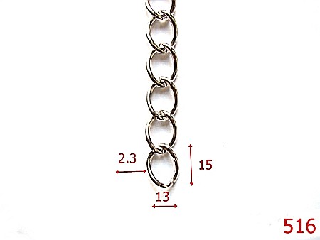Lant poseta otel - 516/LANT POSETA-13-mm---nichel---7J4-7G2-