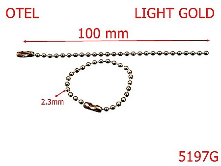 Noutati - 5197G/Lant Cu Bile 2.3 Mm Si Inchizatoare-100-mm-otel--gold light-----