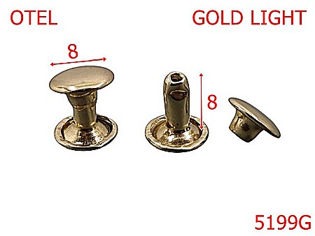Capse rapide - 5199G/Capsa Rapida Capac 8Mm Picior 8Mm-8-mm-otel--gold light-----