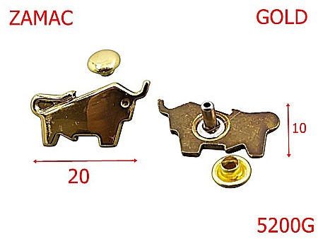 Noutati - 5200G/Ornament Bufalo -20X10-mm-zamac--gold light--10A26