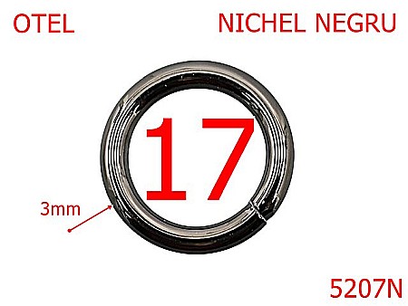 Noutati - 5207N/Inel Rotund Marochinarie  ,Pielarie-17-mm-otel-3-nichel negru-----