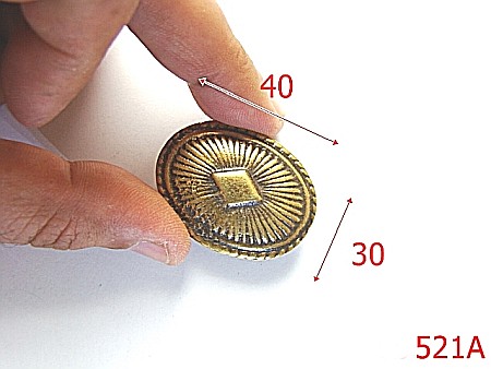 Accesorii metalice pentru marochinarie - 521A/ORNAMENT OVAL  40MM*30MM/ANTIK-40x30-mm---antic-----C37
