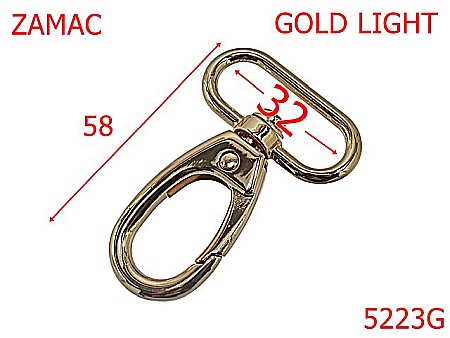 Carabine poseta - 5223G/Carabina Marochinarie Posete Si Genti-32-mm-zamac--gold light-5D7----
