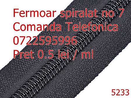 Accesorii metalice pentru marochinarie - 5233/Fermoar Spiralat Marochinarie Incaltaminte-no 7--poliester--negru-----