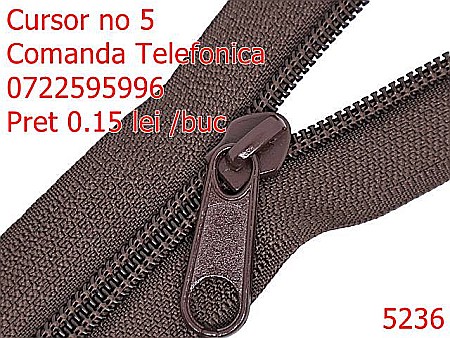 Accesorii metalice pentru marochinarie - 5236/Cursor Fermoar Spiralat Marochinarie Incaltaminte-no 5--zamac--maron-----