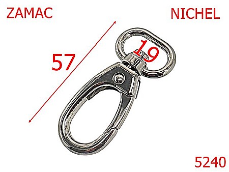 Carabine poseta - 5240/Carabina Articole Marochinarie-19-mm-zamac--nichel-----