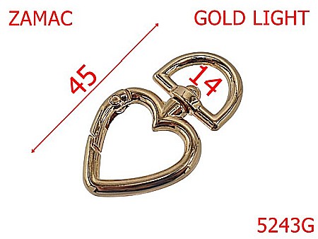Noutati - 5243G/Carabina Inima Articole Marochinarie -14-mm-zamac--gold light--23E10