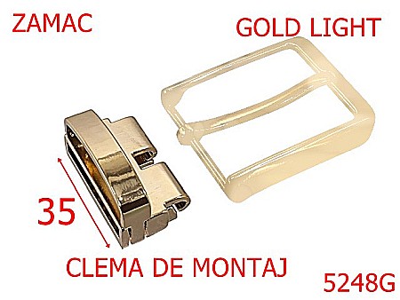 Noutati - 5248G/Clema Cu Pasant Pentru Montaj Catarama -35-mm-zamac--gold light-----