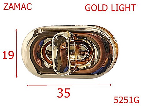 Noutati - 5251G/Inchizatoare Ovala Pentru Poste Genti -35X19-mm-zamac--gold light---13L7