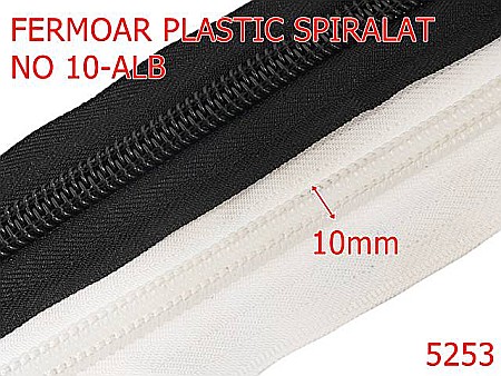 Noutati - 5253/Fermoar Spiralat Din Plastic-NO10-mm-poliester--alb-----