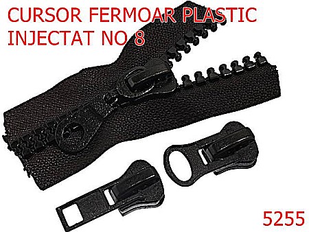 Noutati - 5255/Cursor Fermoar Plastic Injectat -NO8-mm-zamac--negru-----