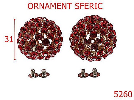 Noutati - 5260/Ornament Sferic Pentru Incaltaminte-31-mm-zamac--rosu-----