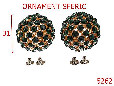 Noutati - 5262/Ornament Sferic Pentru Incaltaminte-31-mm-zamac--verde-----