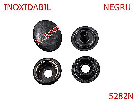 Noutati - 5282N/Butoni Tip  Manusa Inoxidabili-12.5-mm-alama--negru-----