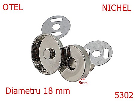 Noutati - 5302/Magnet Cu Capac Gros Pentru Marochinarie-18-mm-otel-5-nichel-----