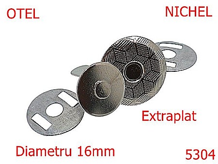 Noutati - 5304/Magnet Extra Plat Pentru Articole Mici Marochinarie-16-mm-otel-2-nichel-----