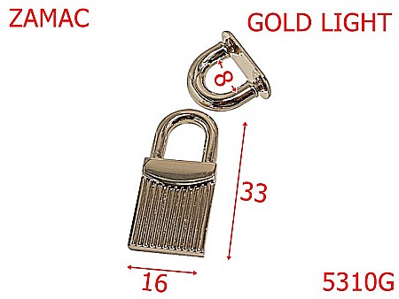 Noutati - 5310G/Lacatel Ornamental Pentru Marochinarie-33X16-mm-zamac--gold light-----