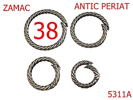 Noutati - 5311A/Inel Carabina Ornamental Pielarie-38-mm-zamac--antic periat-----