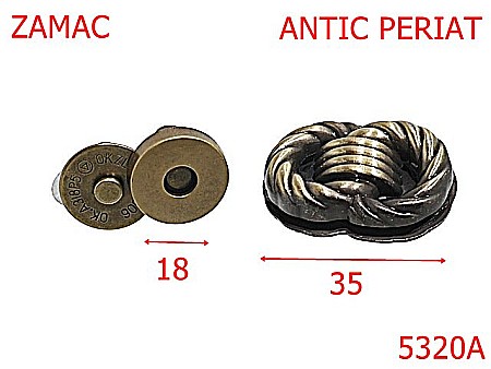 Inchizatori poseta - 5320A/Inchizatoare Magnetica Ornamentala -35X20-mm-zamac--antic periat-14L5