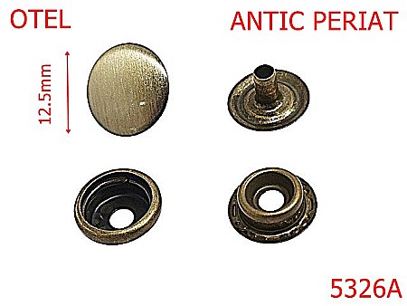 Noutati - 5326A/Buton Manusa Pentru Articole Din Piele-12.5-mm-otel--antic periat-----