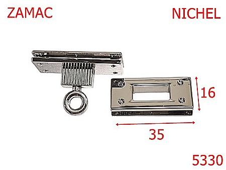 Inchizatori poseta - 5330/Inchizatoare Prin Capac Pentru Genti Posete-35X16-mm-zamac--nichel-14L4