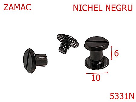 Suruburi fixare - 5331N/Surub Fixare Catarama-Curea-10-mm-zamac-6-nichel negru-----