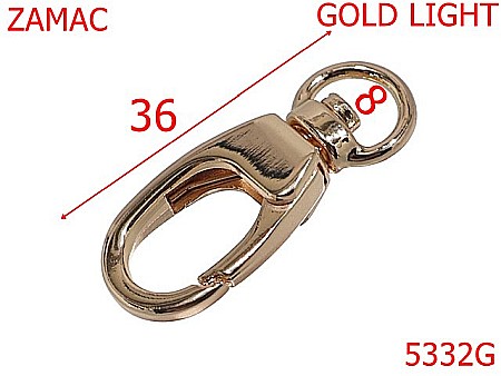 Noutati - 5332G/Carabina Pentru Lant Poseta Geanta-8-mm-zamac--gold light--5C3
