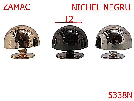 Noutati - 5338N/Picioruse Cu Surub Pentru Fund De Poseta-12-mm-zamac--nichel negru--AE2