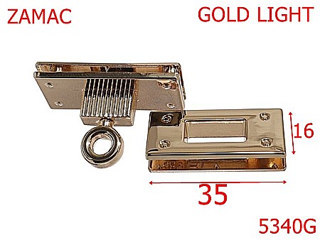 Inchizatori poseta - 5340G/Inchizatoare Prin Capac Pentru Genti Posete-35X16-mm-zamac--gold light-13L13
