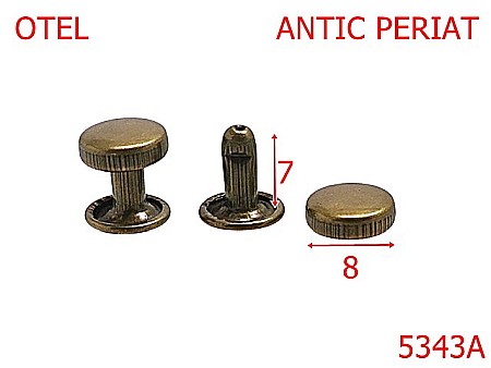 Capse rapide - 5343A/Rivet Dublu Cap Cilindric Pentru Pielarie-8-mm-otel--antic periat-----