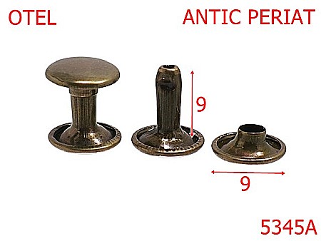 Capse rapide - 5345A/Rivet Dublu Cu Picior De 9 Mm-9-mm-otel--antic periat-----