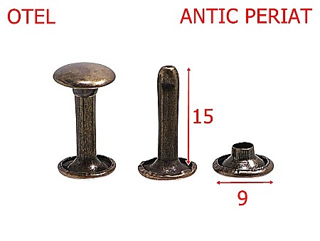 Capse rapide - 5347A/Rivet Dublu Cu Picior De 15 Mm-9-mm-otel--antic periat-----