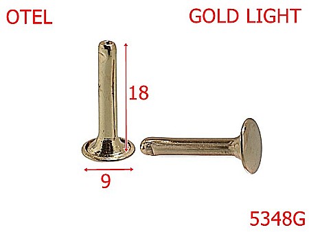 Capse rapide - 5348G/Rivet Dublu Cu Picior De 18 Mm-9-mm-otel--gold light-----