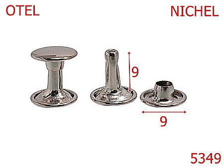 Capse rapide - 5349/Rivet Dublu Cu Picior De 9 Mm-9-mm-otel--nichel-----
