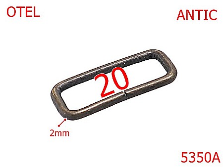 Noutati - 5350A/Inel Dreptunghiular Pentru Marochinarie Si Incaltaminte-20-mm-otel-2-antic-----