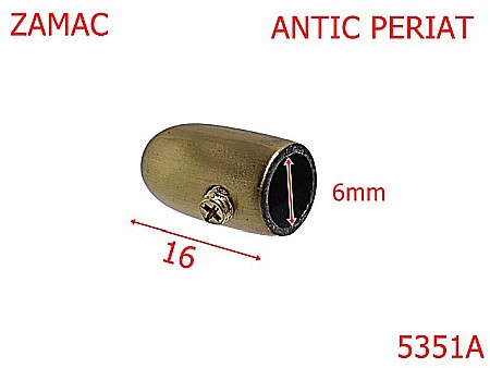 Terminatie fermoar - 5351A/Capat Metalic Pentru Snur -6-mm-zamac--antic periat--10B28