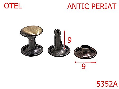 Capse rapide - 5352A/Rivet Dublu Cu Picior De 9 Mm-9-mm-otel--antic periat-----