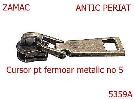 Cursori fermoar - 5359A/Cursor Pentru Fermoar Metalic -NO5--zamac--antic periat-----