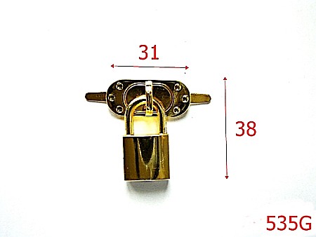 Accesorii metalice pentru marochinarie - 535G/ORNAMENT LACATEL GOLD-31x38-mm---gold-15A2--3G7--E32