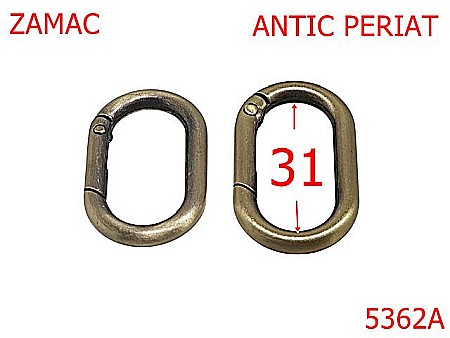 Noutati - 5362A/Inel Carabina Oval Pentru Genti-31-mm-zamac--antic periat--23C12
