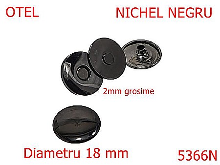 Noutati - 5366N/Magnet Aparent  Pentru Marochinarie-19-mm-otel-2-nichel negru-----