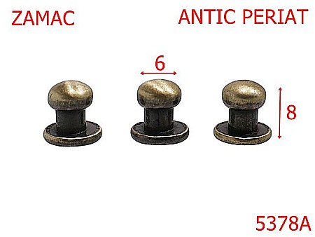 Noutati - 5378A/Ciupercuta Opritoare Pentru Pielarie-6-mm-zamac--antic periat-----