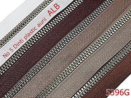 Fermoar - 5396G/Fermoar Plastic Dinti Auri Injectati-NO5----alb-----