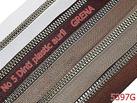 Fermoar - 5397G/Fermoar Plastic Dinti Auri Injectati-NO5----grena -----