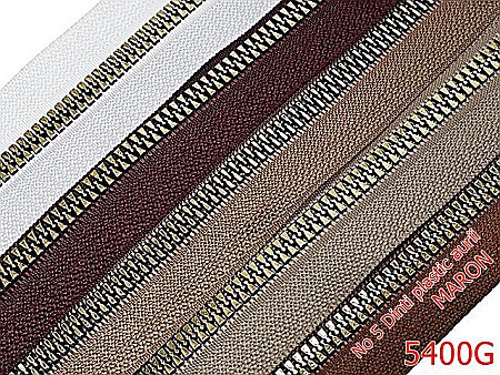 Fermoar - 5400G/Fermoar Plastic Dinti Auri Injectati-NO5----maron-----