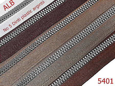 Fermoar - 5401/Fermoar Plastic Dinti Argintii  Injectati-NO5----alb-----