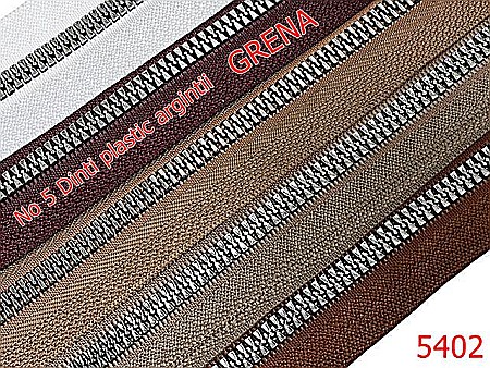 Fermoar - 5402/Fermoar Plastic Dinti Argintii  Injectati-NO5----grena -----