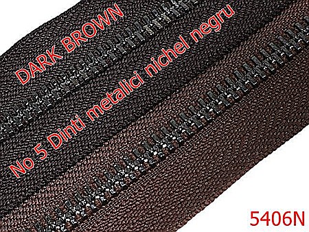 Fermoar metalic - 5406N/Fermoar Dinti Nichel Negru  Metalici-NO5----dark brown-----